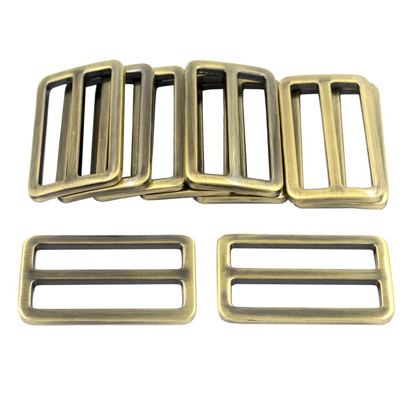 DGOL 10pcs 1-1/2 inch Slider Webbing Strap Tri Glide Buckles Zinc Alloy Tri-glide Buttons Fasteners (Bronze) - Image 2